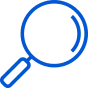 Search symbol, simple blue outline.